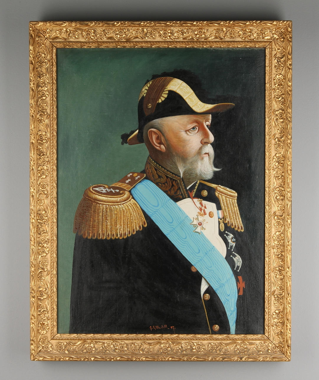 CARL GABRIEL WADELL. Porträtt föreställande Oscar II, signerad, olja på duk.