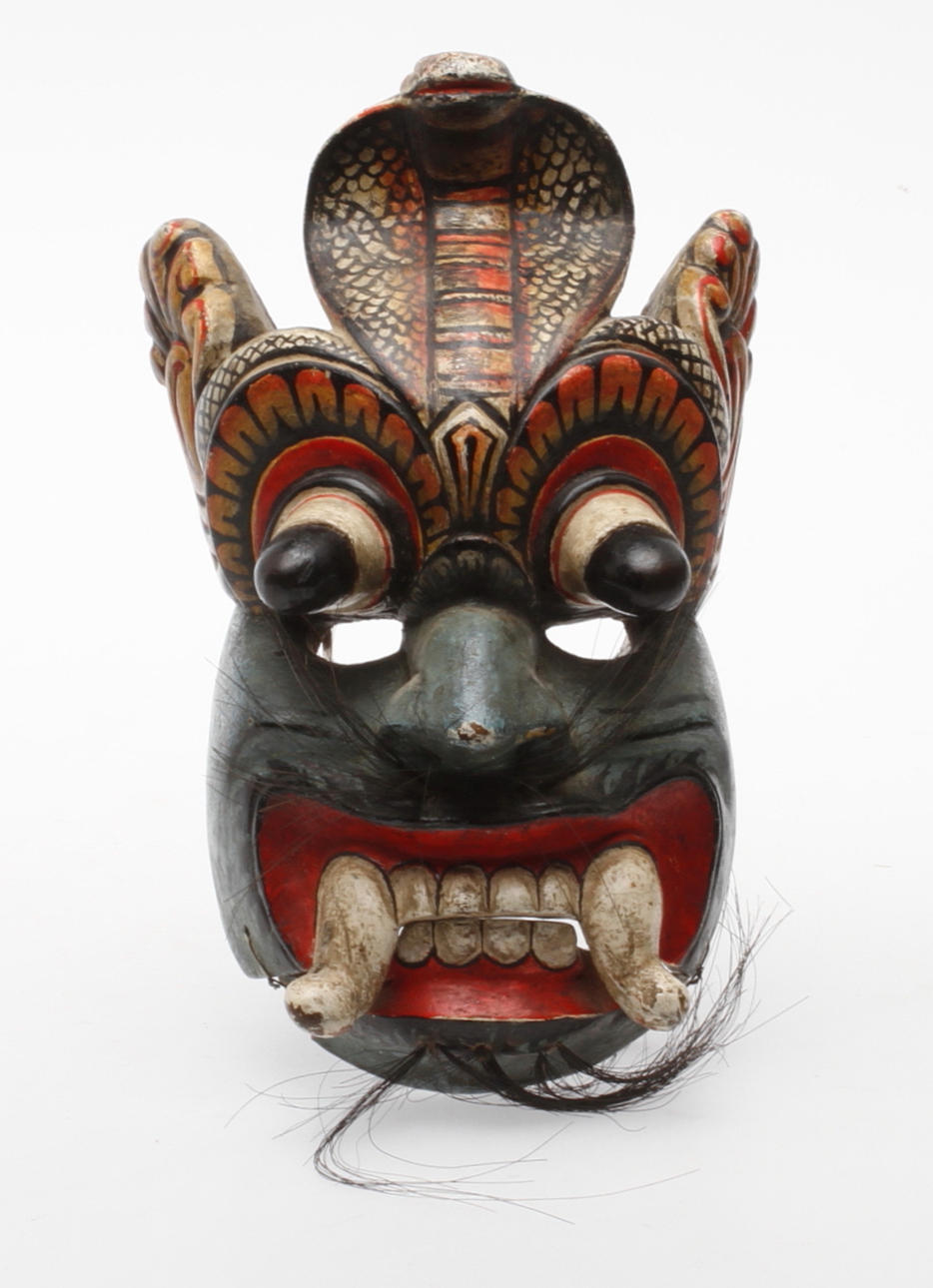 DEMONMASK, trä, Kola Sanni Yanna , Ceylon, 1900 talets första hälft.