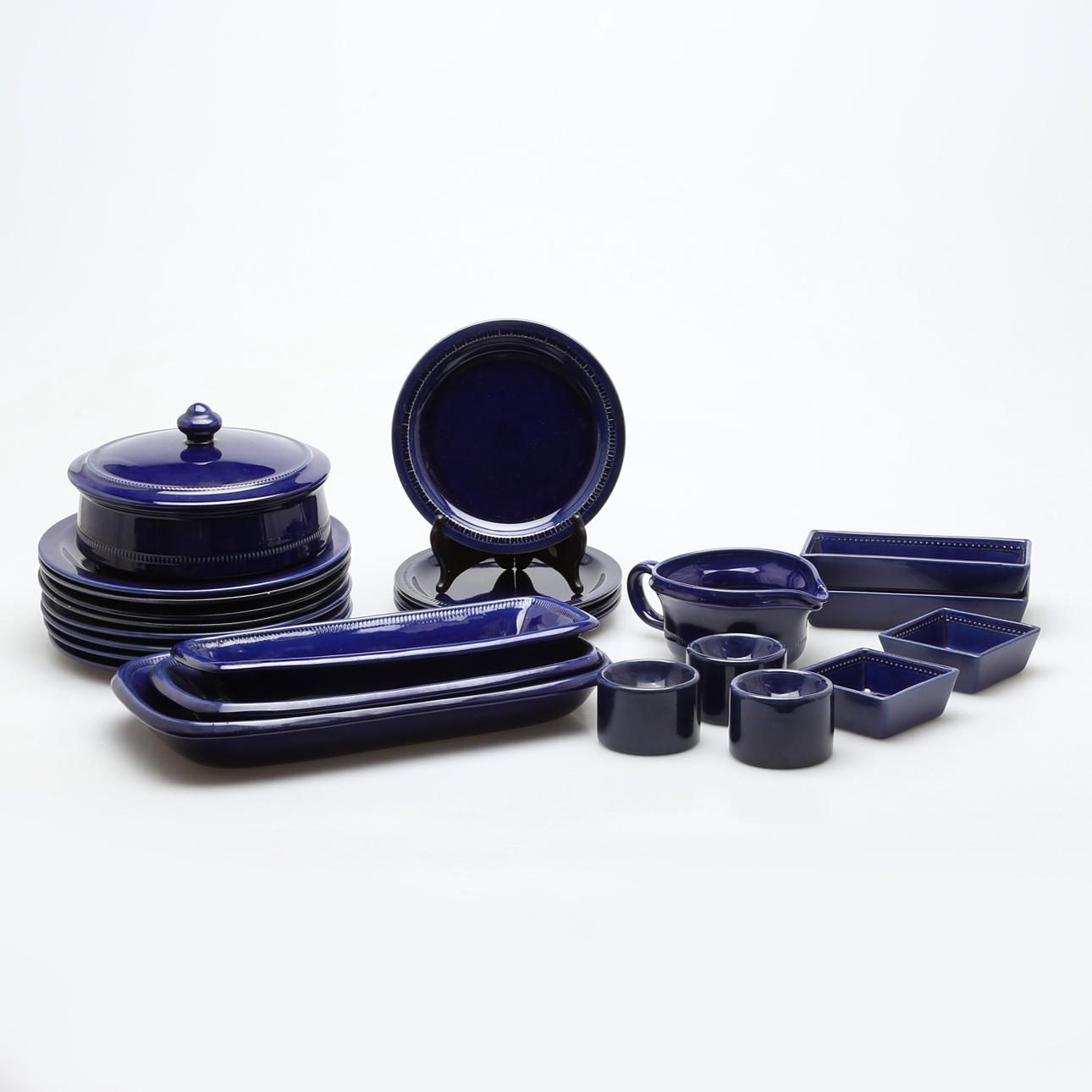 SERVISDELAR, 24 st, Old Höganäs, blå glasyr, Höganäs.
