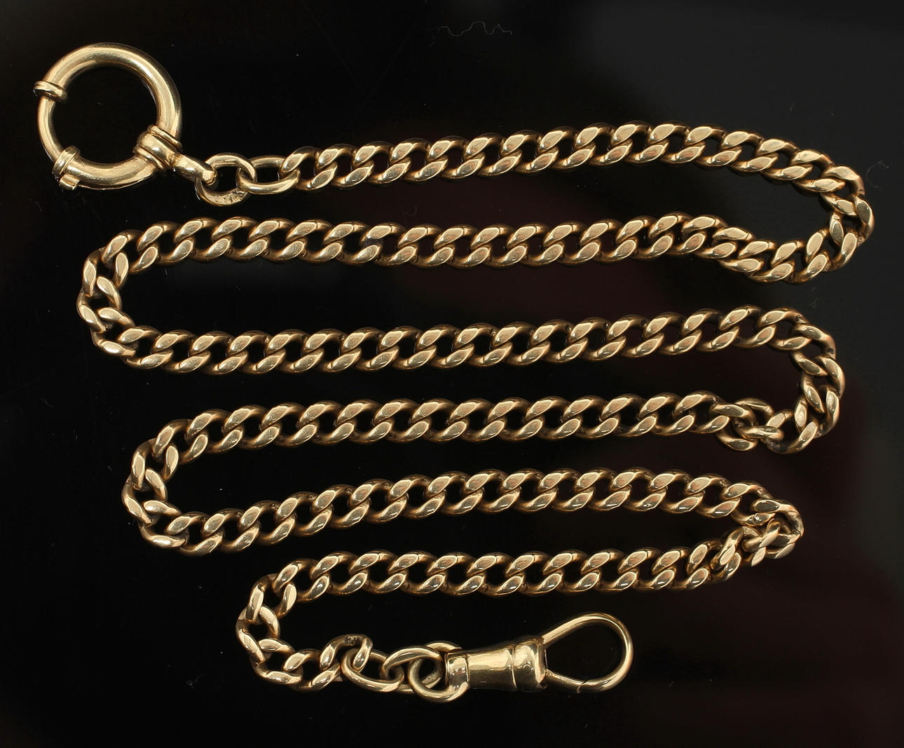 KLOCKEDJA, 14k guld. Vikt 18,4 gram.