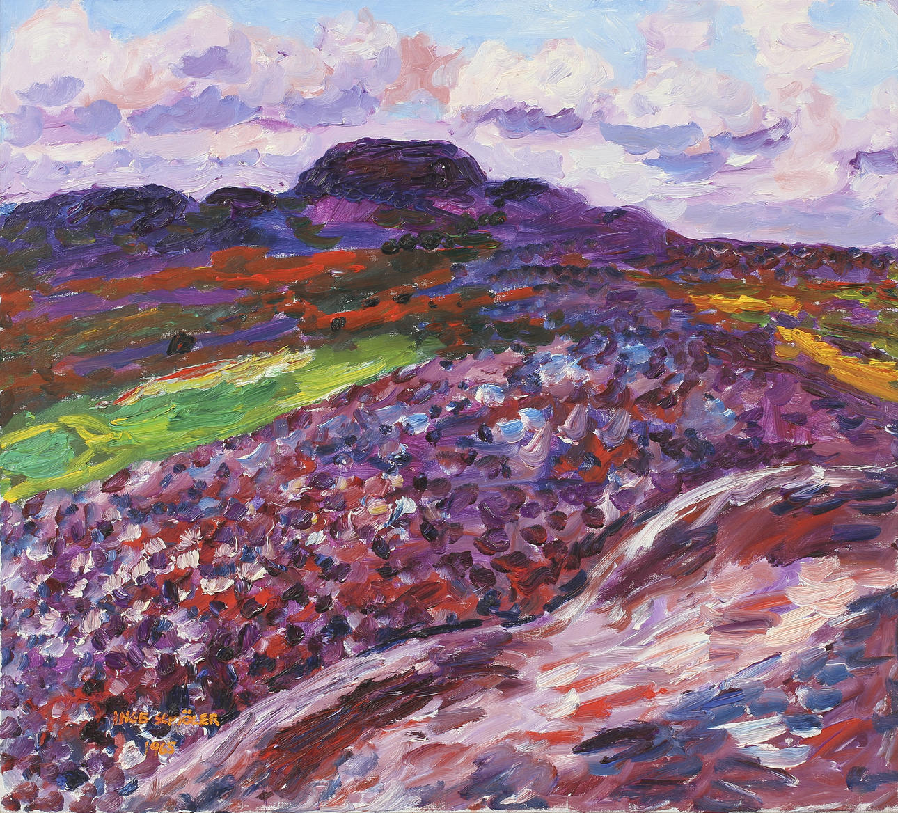 INGE SCHIÖLER (1908-1971). "Fyrberget från norr, Nordkoster". Olja på duk.