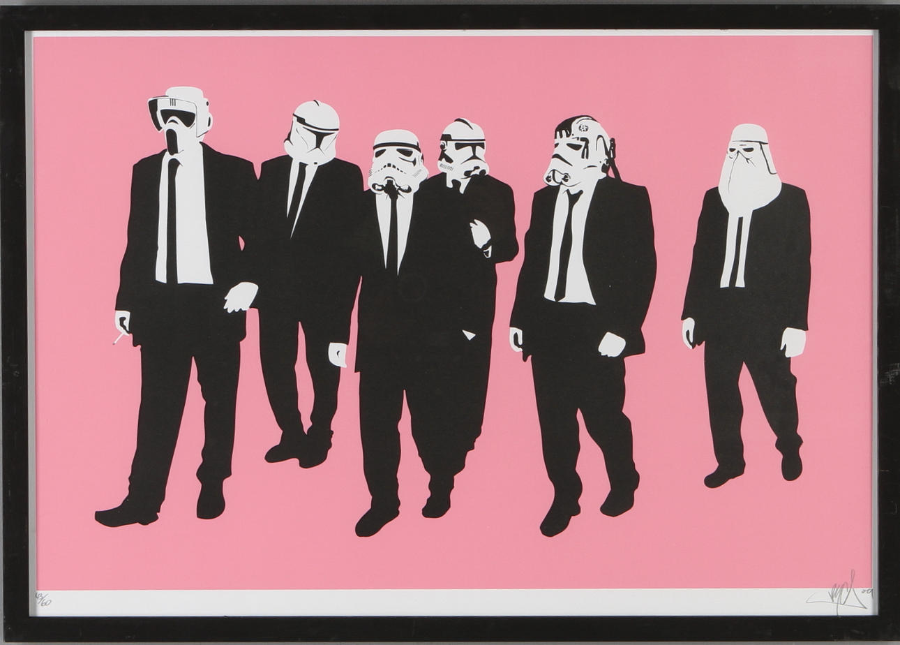 RYAN CALLANAN. "Reservoir Troopers-Pink", grafiskt blad, signerad och numrerad 43/60.