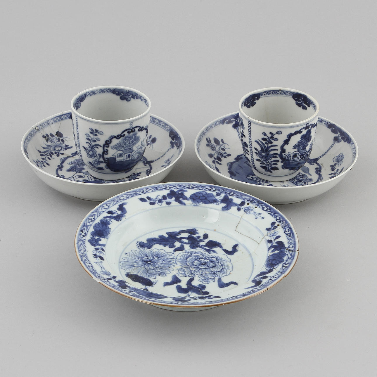 PARTI PORSLIN, 3 delar, Kina, 1700-tal.