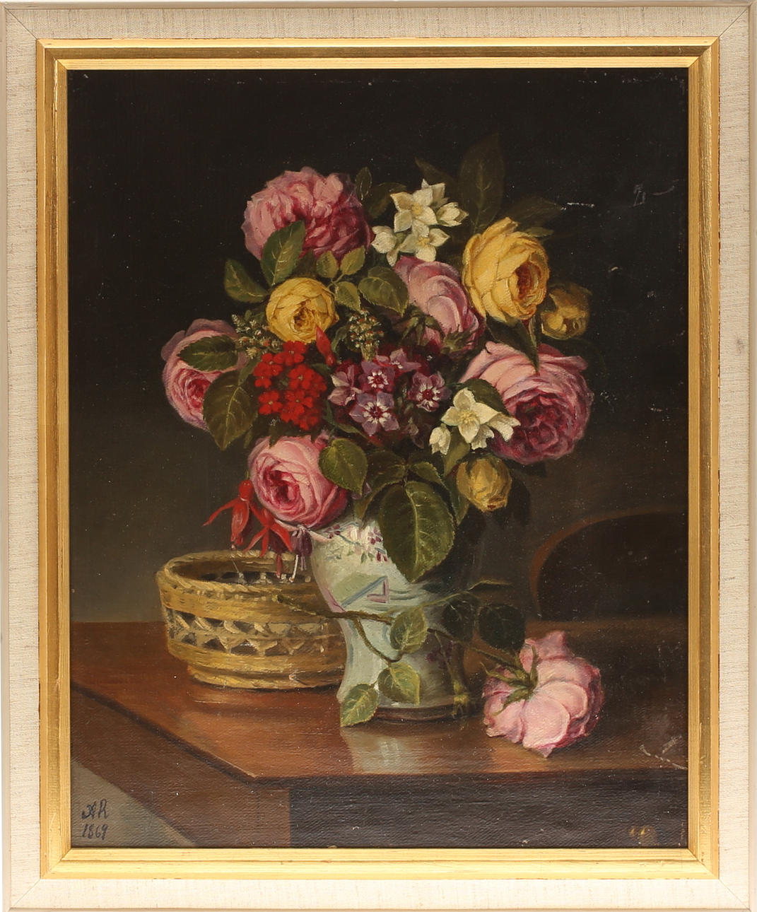 Unknown artist, oil on canvas, monogram signed AR 1869.