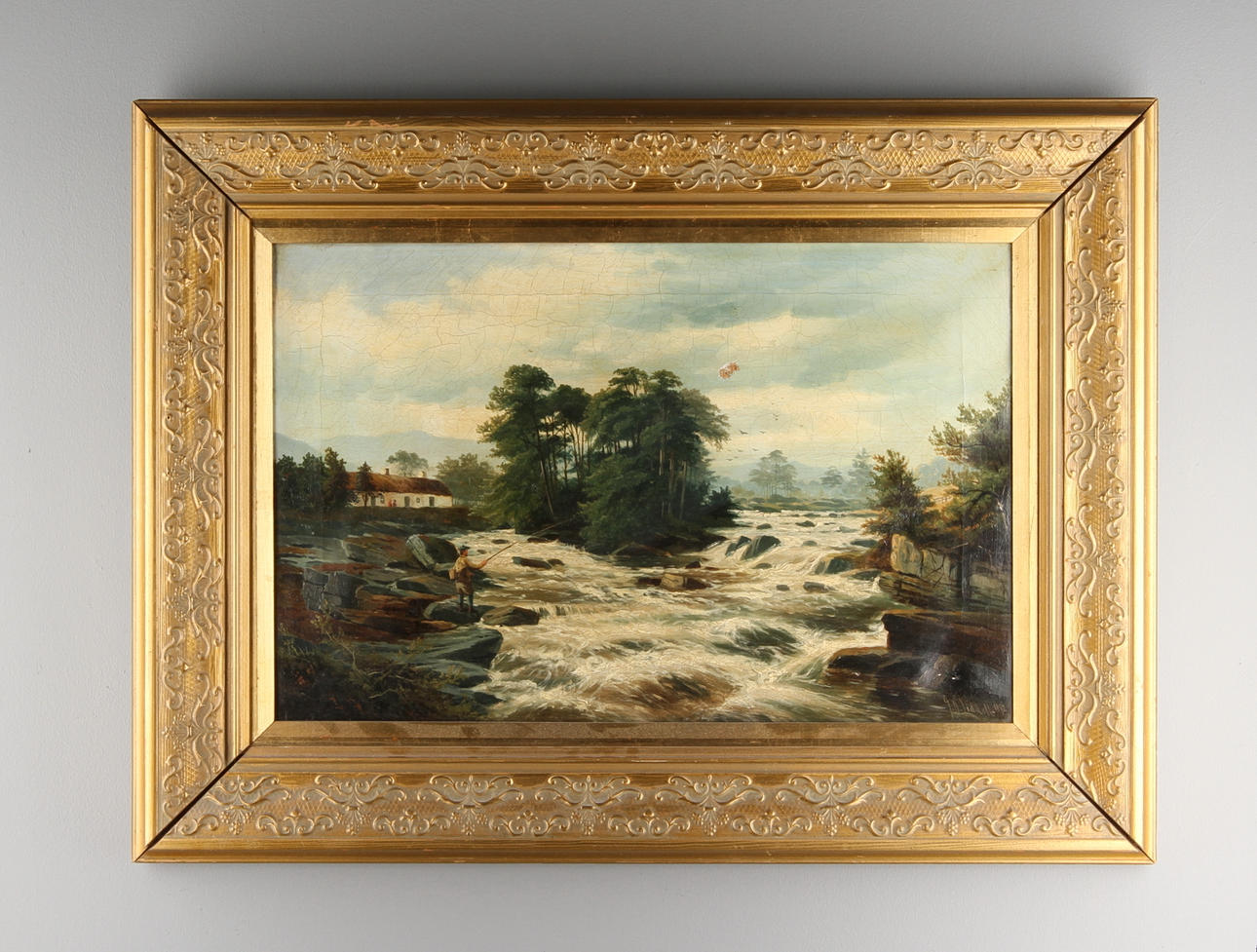 JOHN DAVISON LIDDELL. Flodlandskap med fiskare, olja på duk, signerad samt daterad 1892.