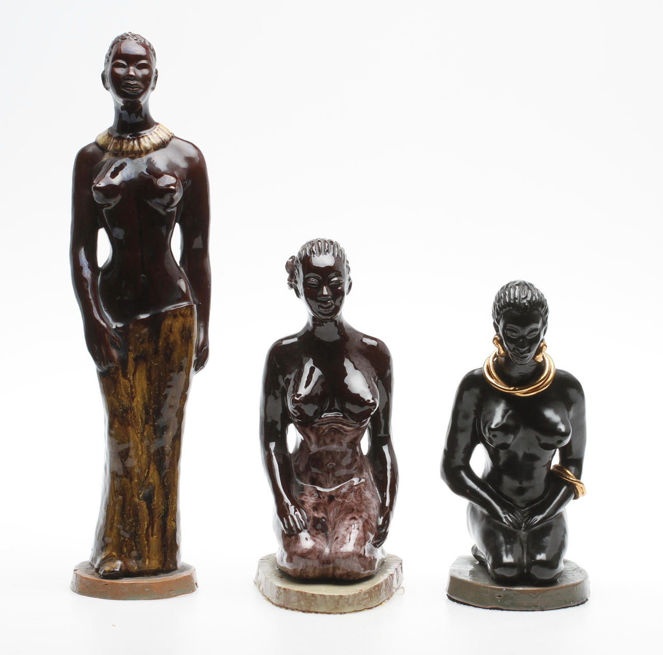 FIGURINER, 3 st, keramik, JE Rosberg, 1950/60-tal.