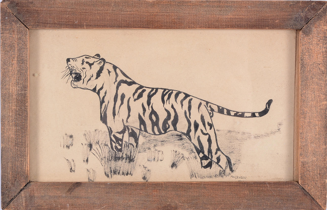 PAUL JENSEN. Tuschteckning.