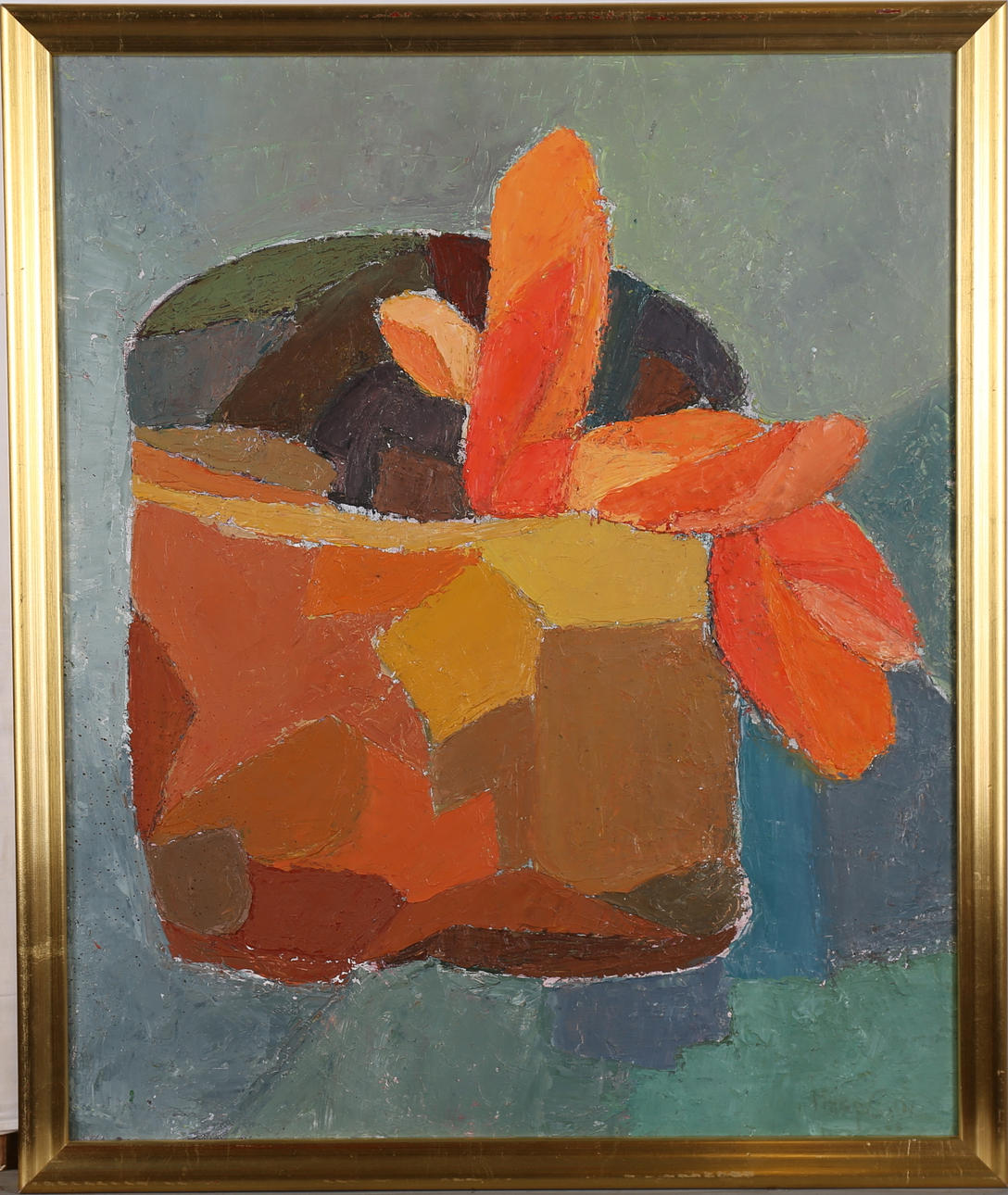 MARY CARLSSON. Komposition. Olja på duk, signerad.