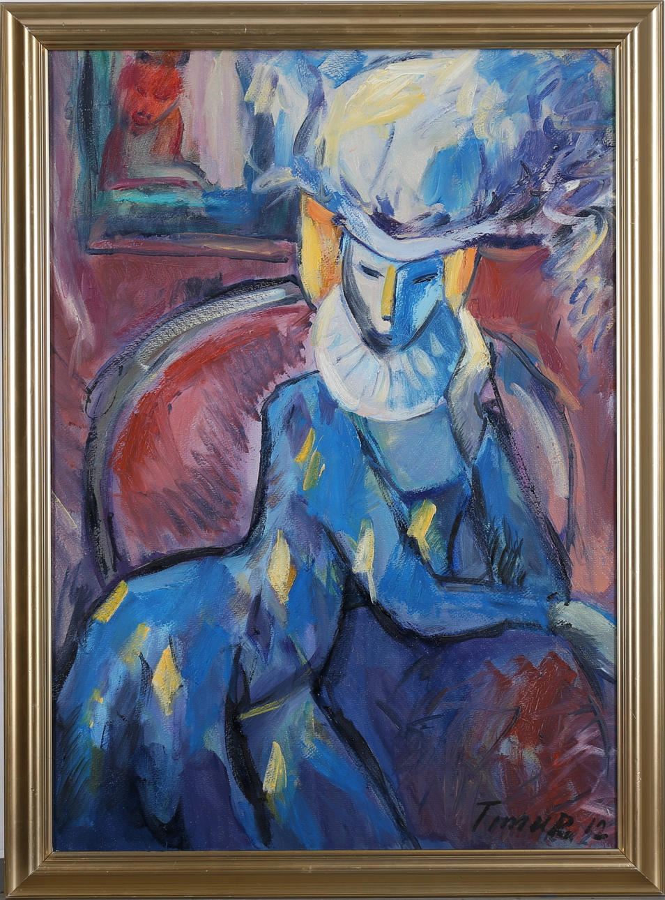 TIMUR ABDULAEV. Kvinna med djävul. Olja på pannå, signerad och daterad 12.