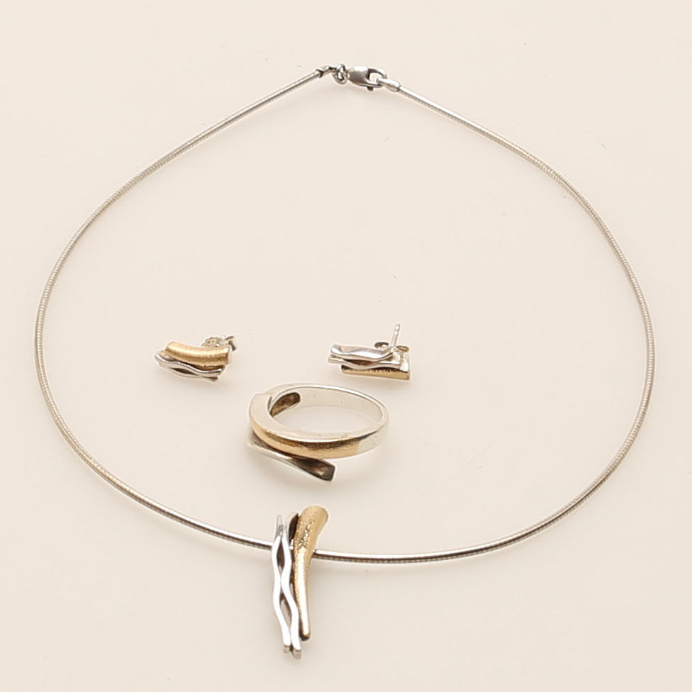 NECKLACE, RING, EARRINGS, silver, Aagaard.