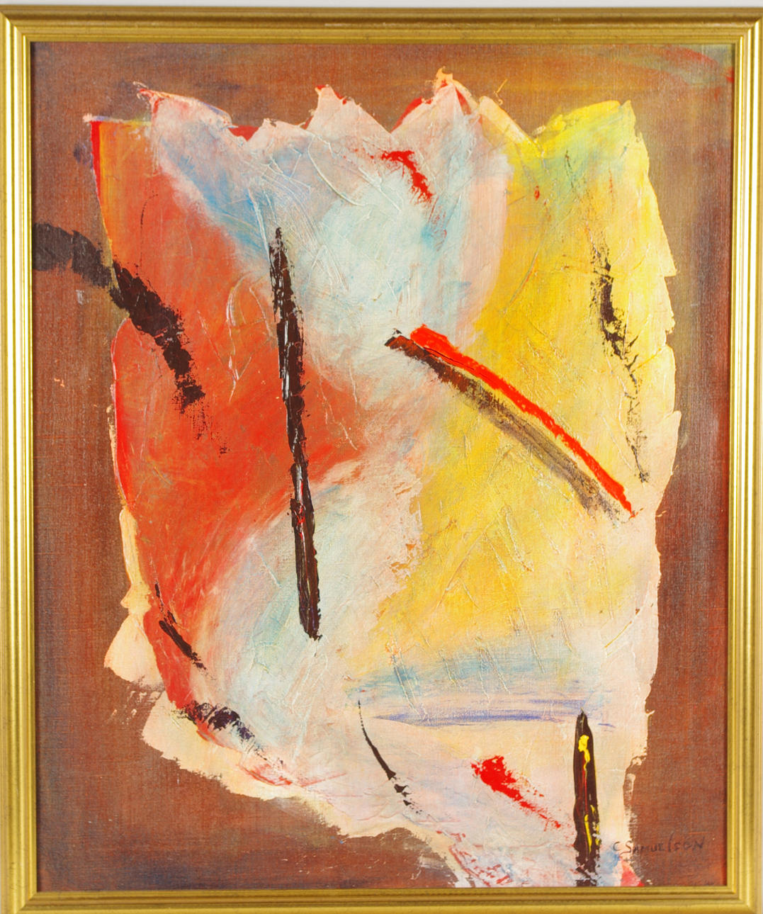 C. SAMUELSSON. kompositioner, 3 stycken, olja på duk.