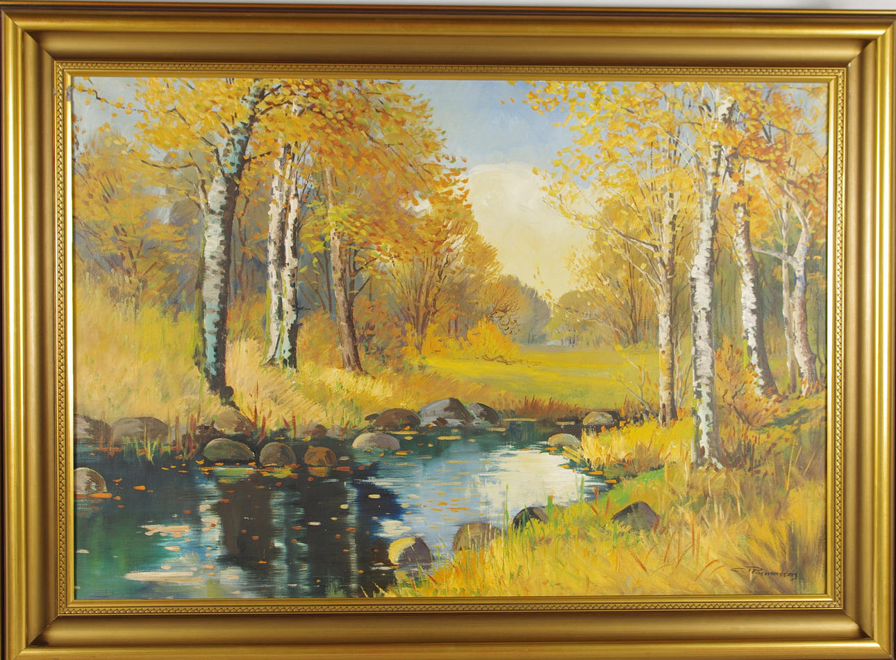 RASMUSSON. höstlandskap med vatten, olja på duk.