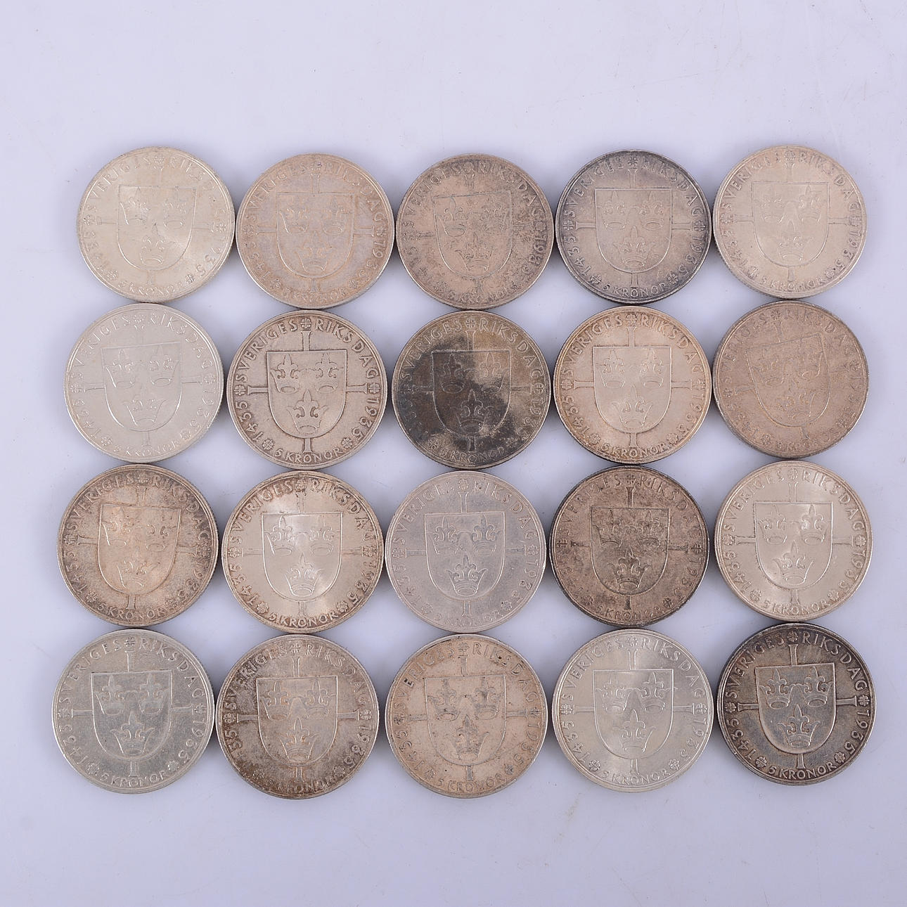 SILVERMYNT, 20 st, 5 kr 1935.