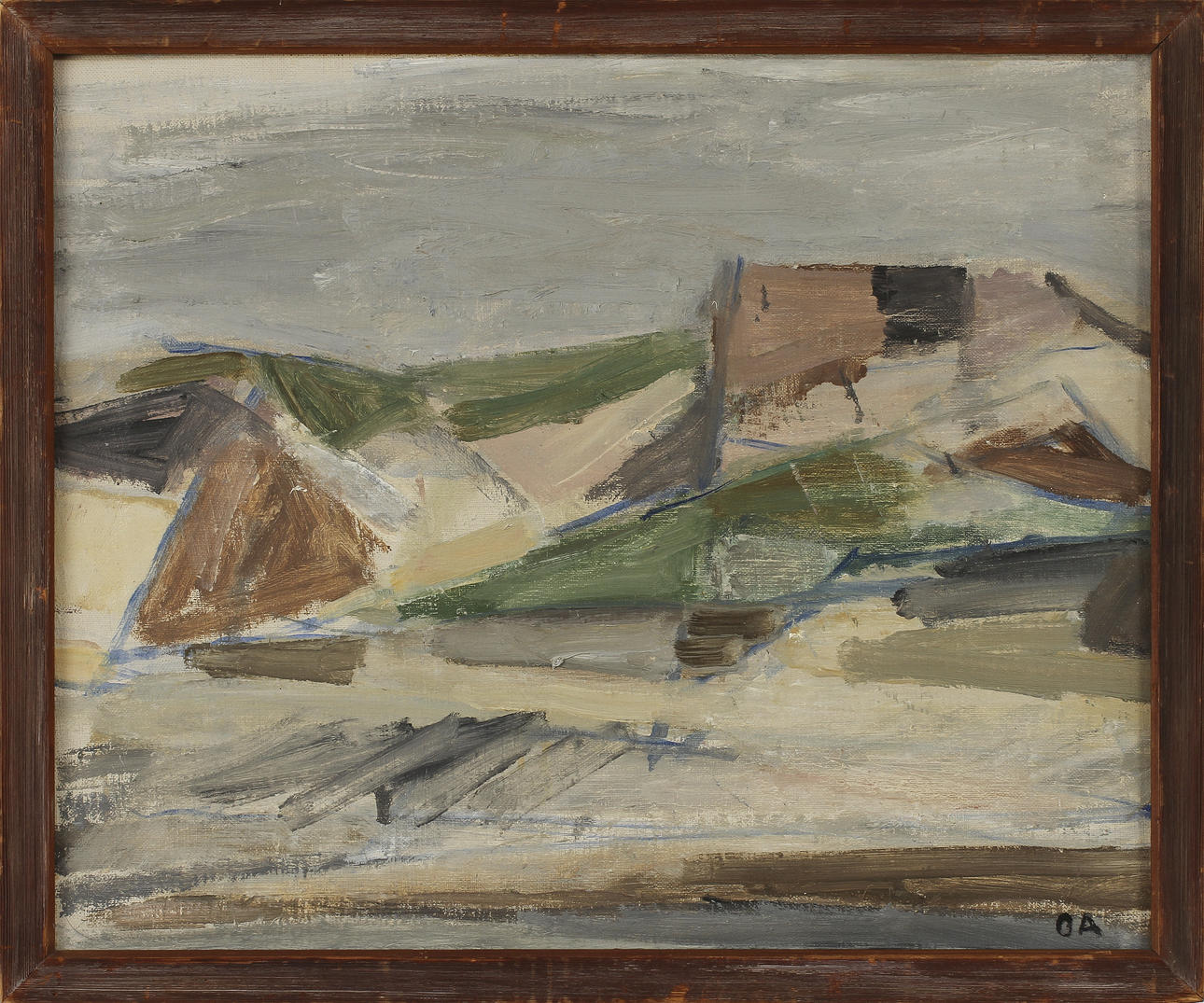 OLLE AGNELL. olja på pannå, monogramsignerad.