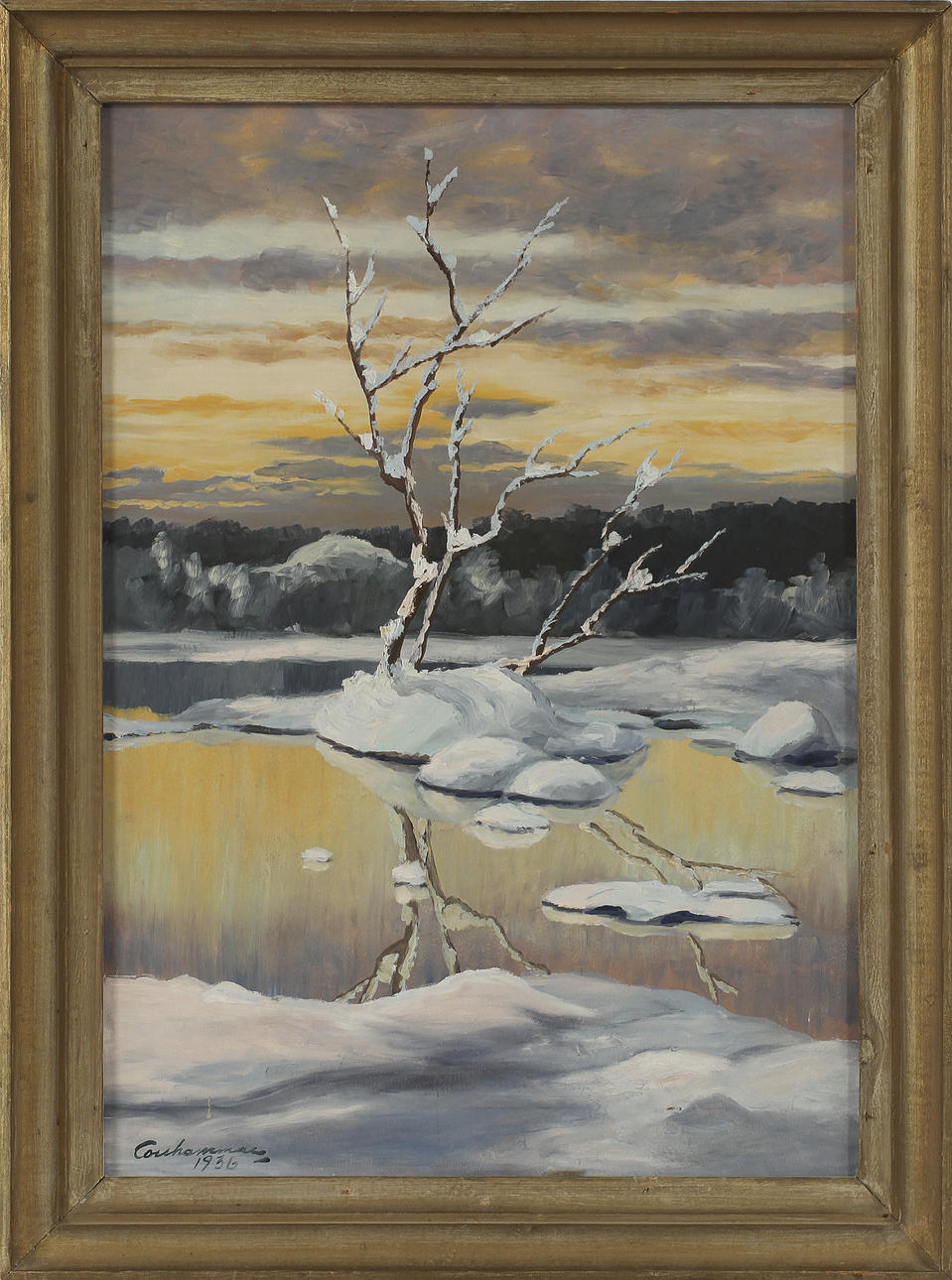 ÅKE CORSHAMMAR. Olja på pannå, signerad och daterad 1936.