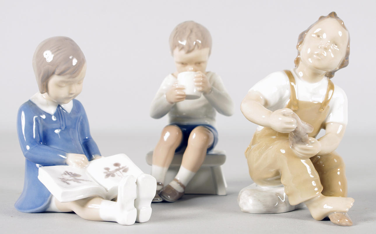 PORSLINSFIGURER, 3 stycken, Bing & Gröndahl.
