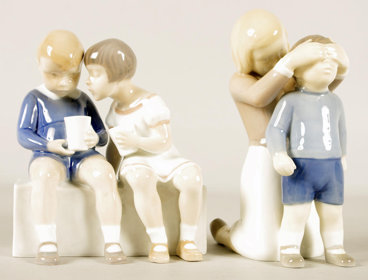 PORSLINSFIGURER, 2 stycken, Bing & Gröndal.