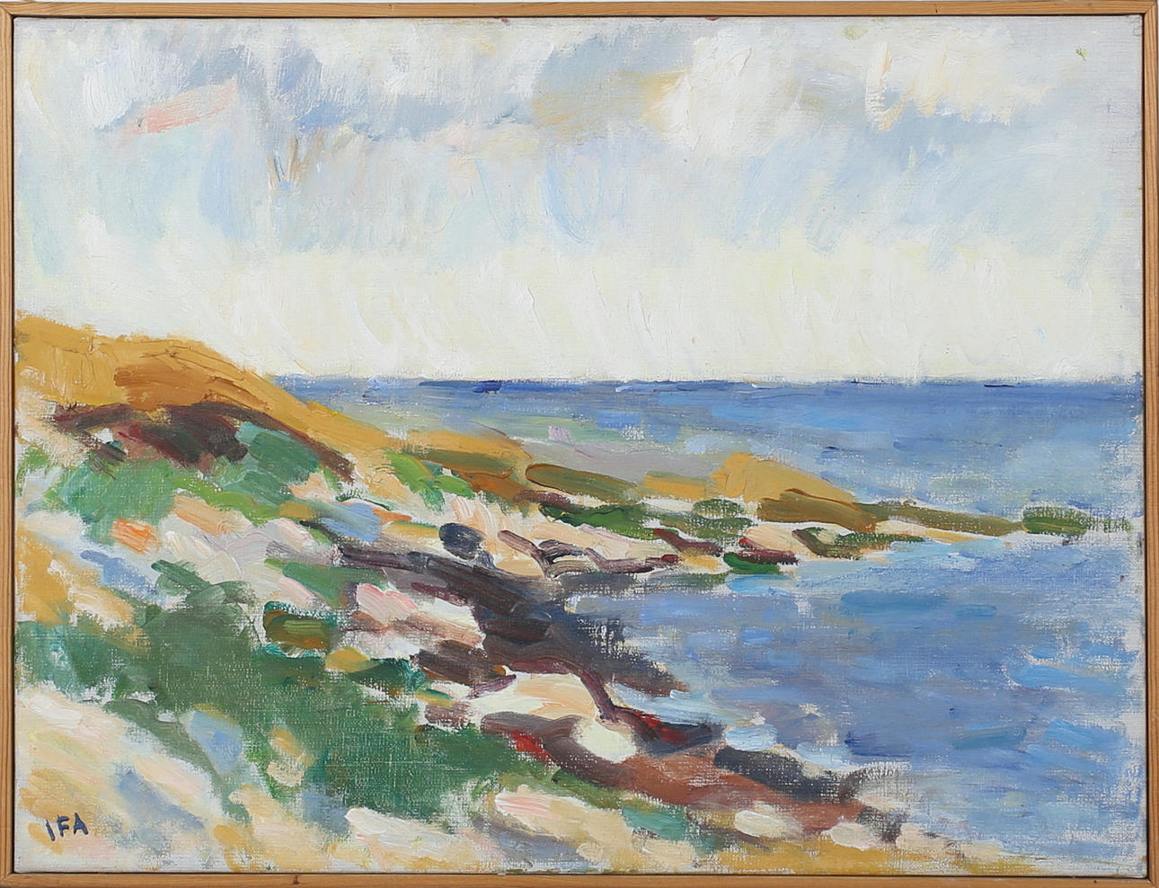 OIDENTIFIERAD KONSTNÄR. Kustlandskap. Olja på duk. Signerad IFA.