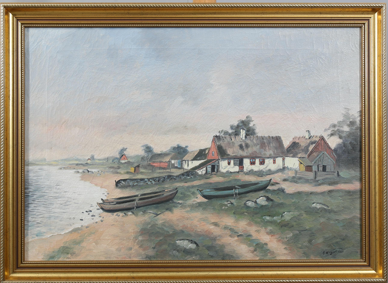 OIDENTIFIERAD KONSTNÄR. Öl auf Leinwand, Angelposition, signiert K Hagström.