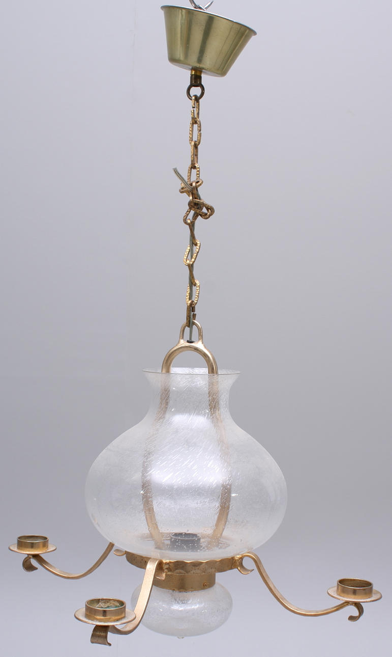 TAKARMATUR, metall, glaskupor, Kosta Boda Smide, fyra ljushållare, höjd 75 cm.