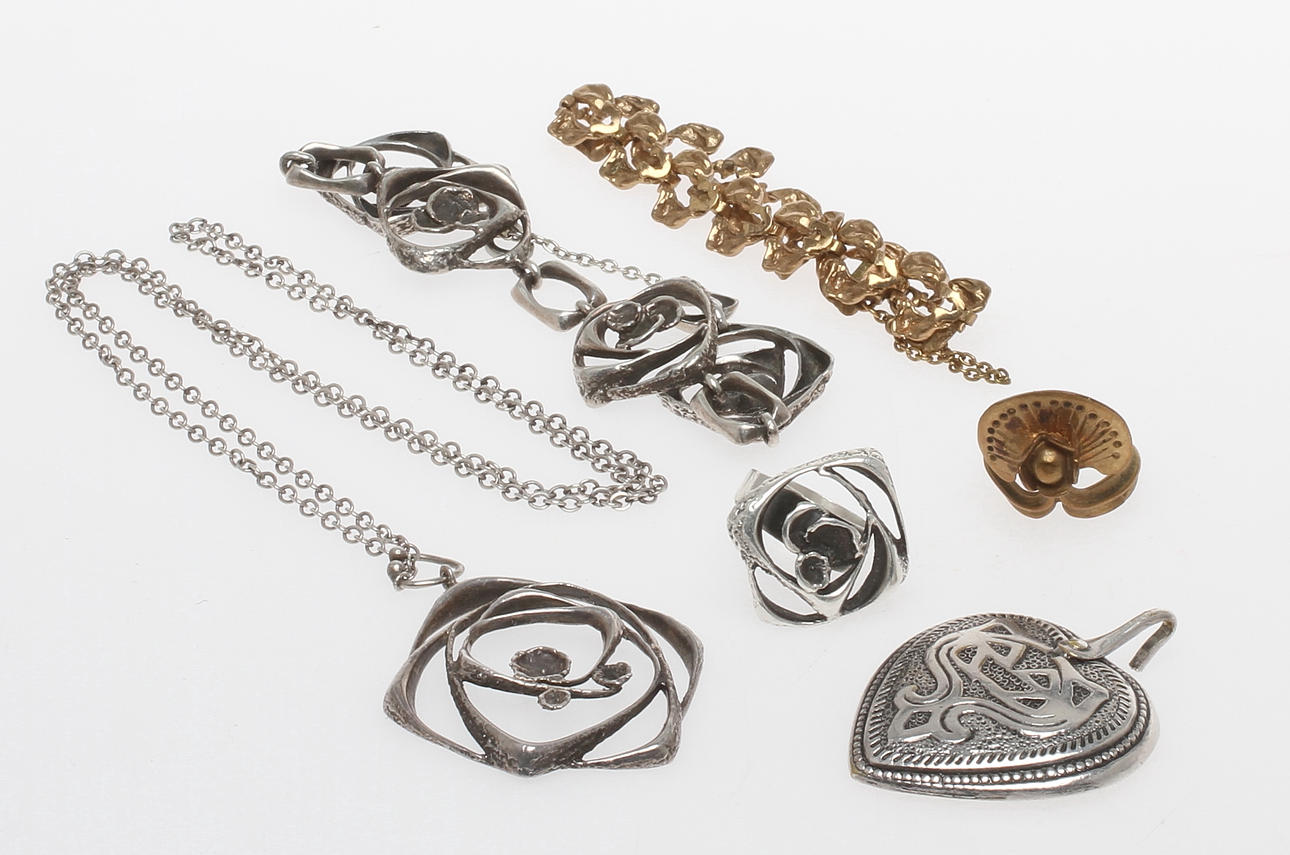 SMYCKEN, 6 delar, delvis silver, Finland, 1900-tal.