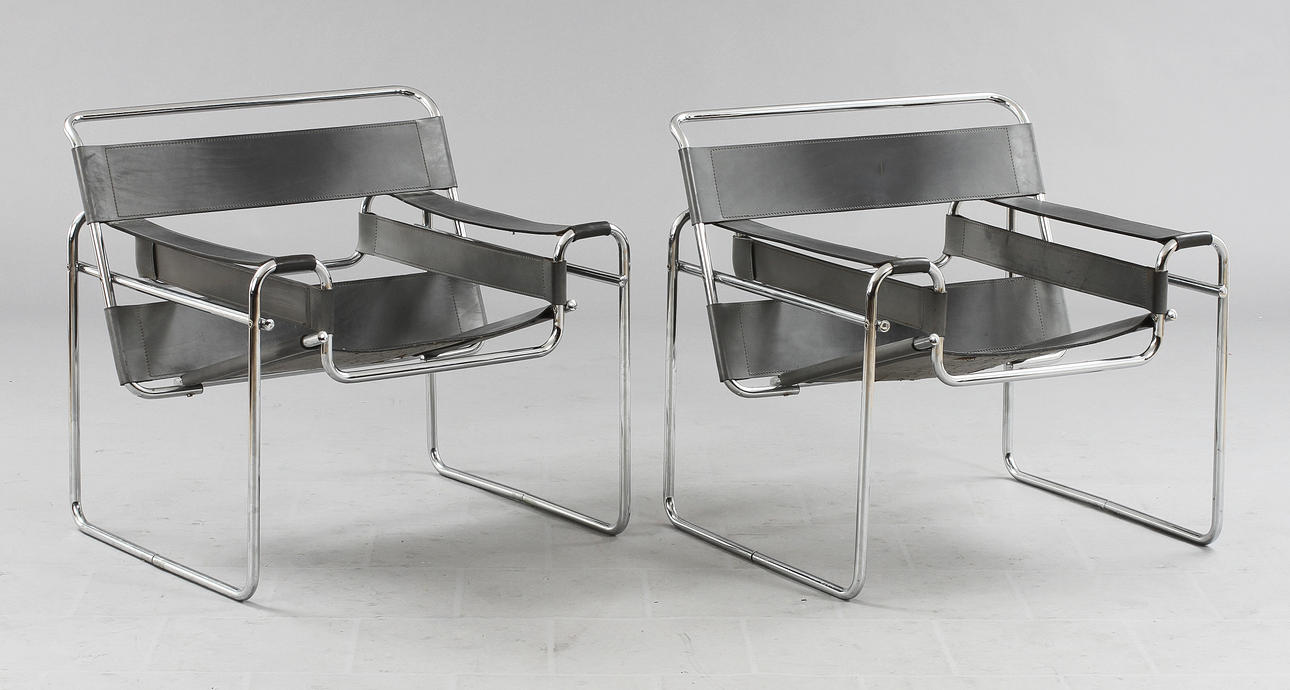 MARCEL BREUER, efter "Wassily Chair", ett par.