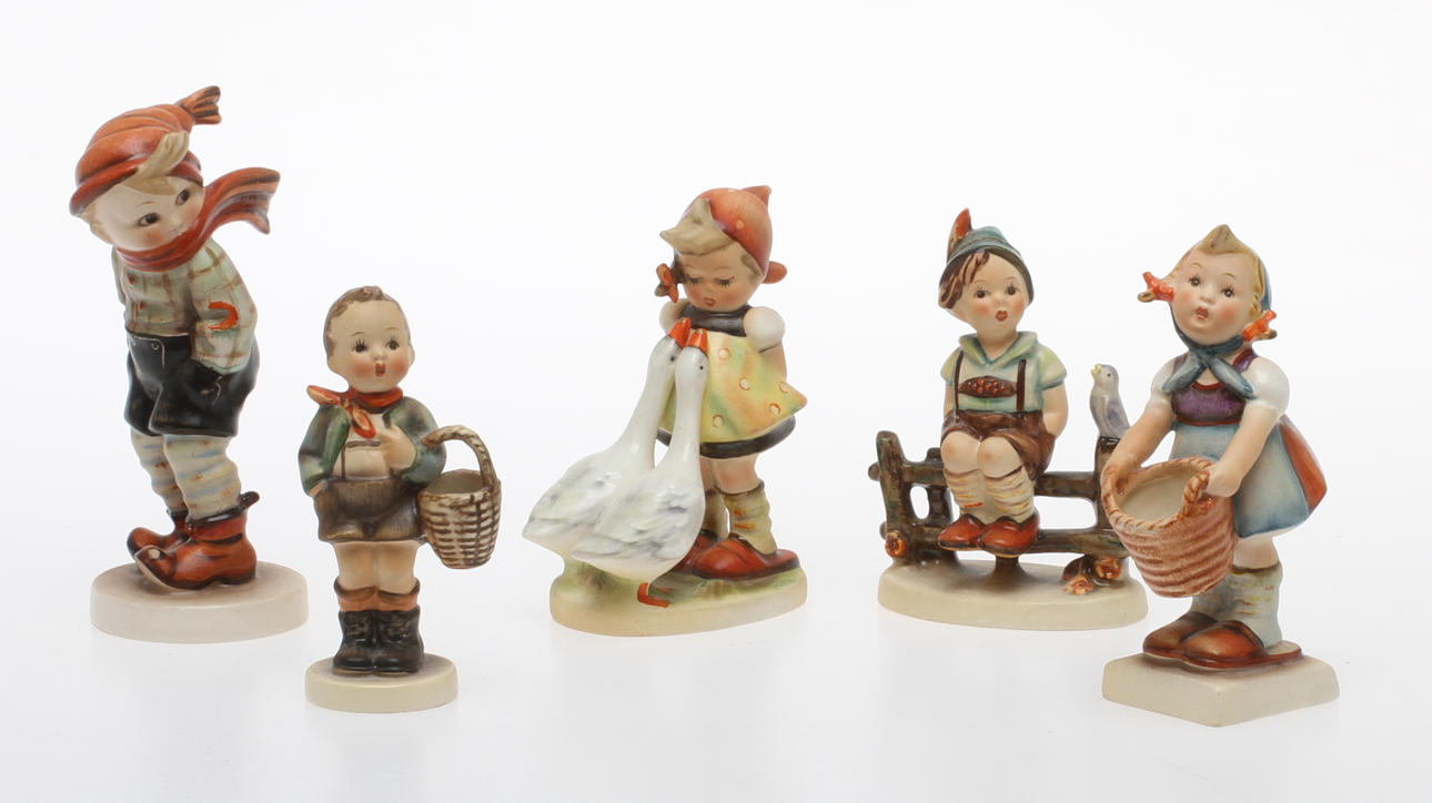 FIGURINER, 5 st, Hummel, Goebbel, 1900-tal.