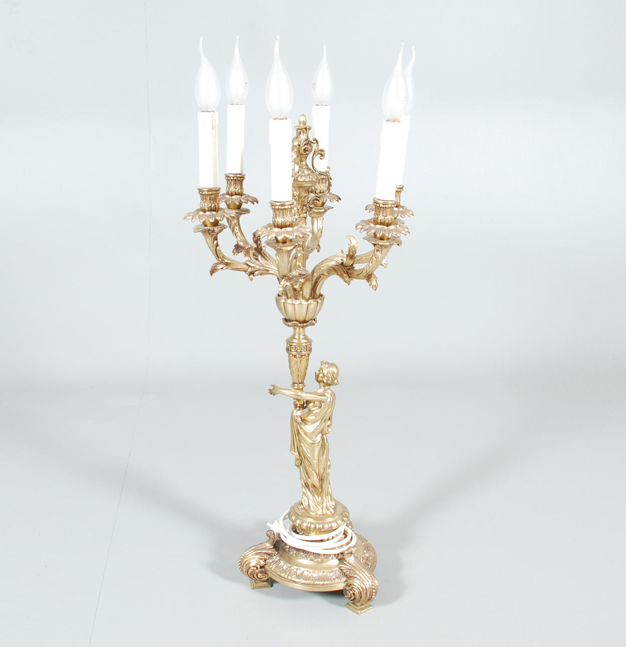 TABLE LAMP, candelabra, brass/ore, 1900s.