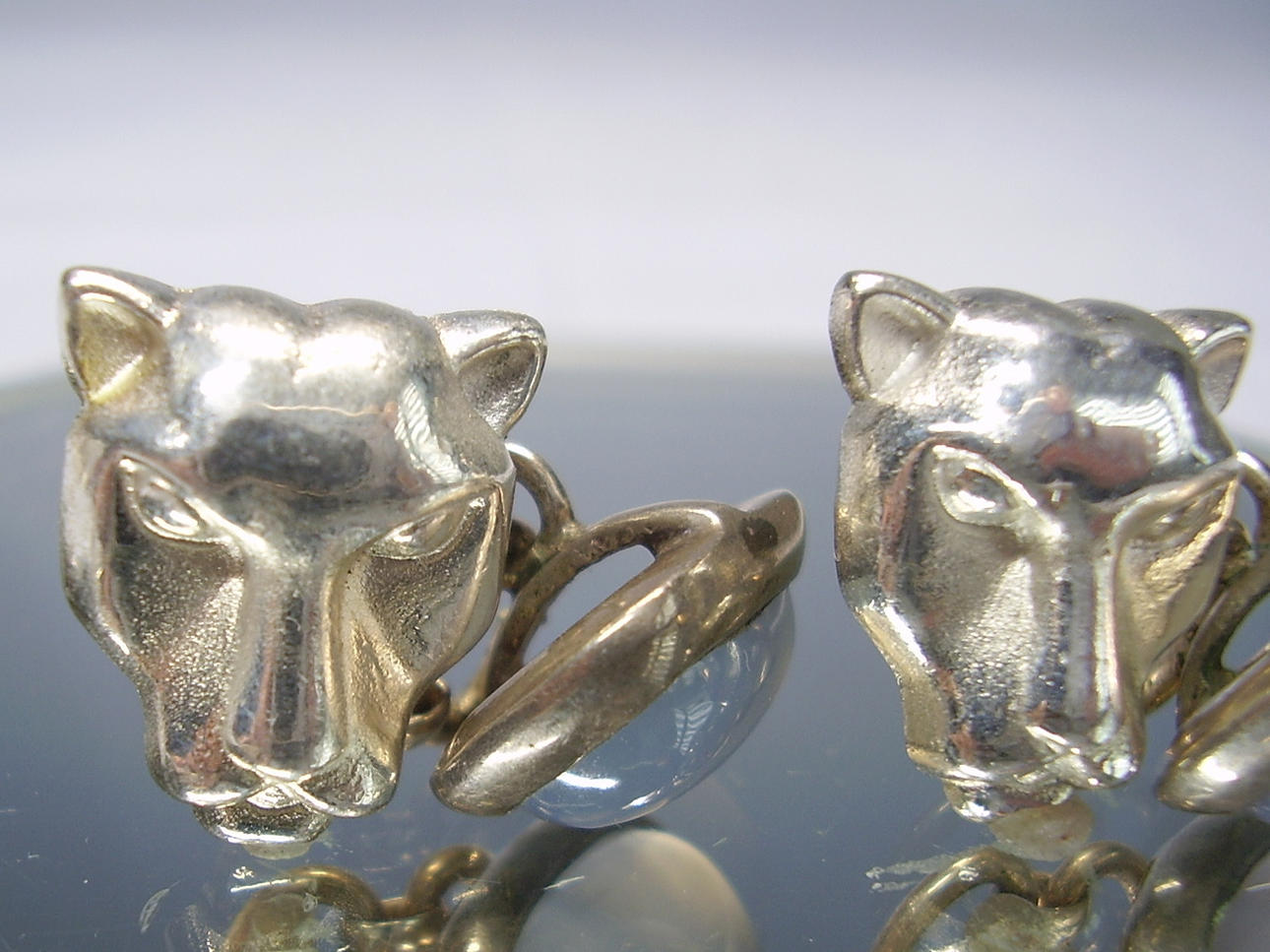 PANTHER MANCHENTKNAPPE SØLV ANTIK.