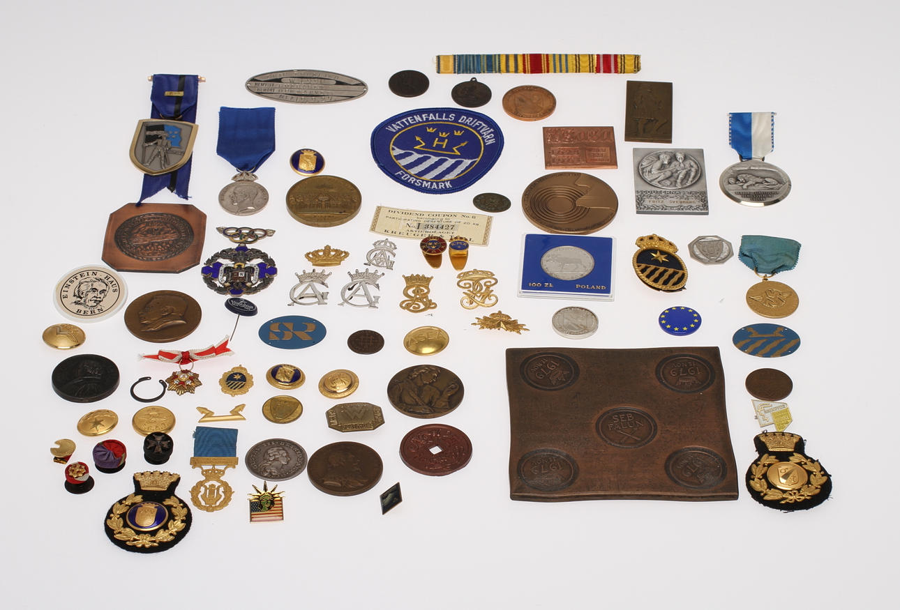 PARTI MEDALJER och MYNT, mm, delvis silver.