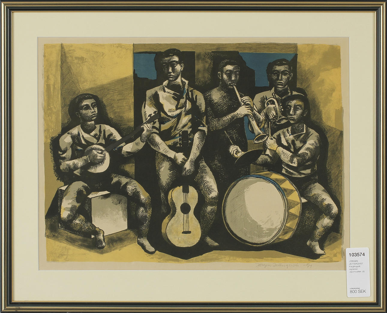 JÖRGEN ZETTERQVIST. Färglitografi, signerad och daterad -58.