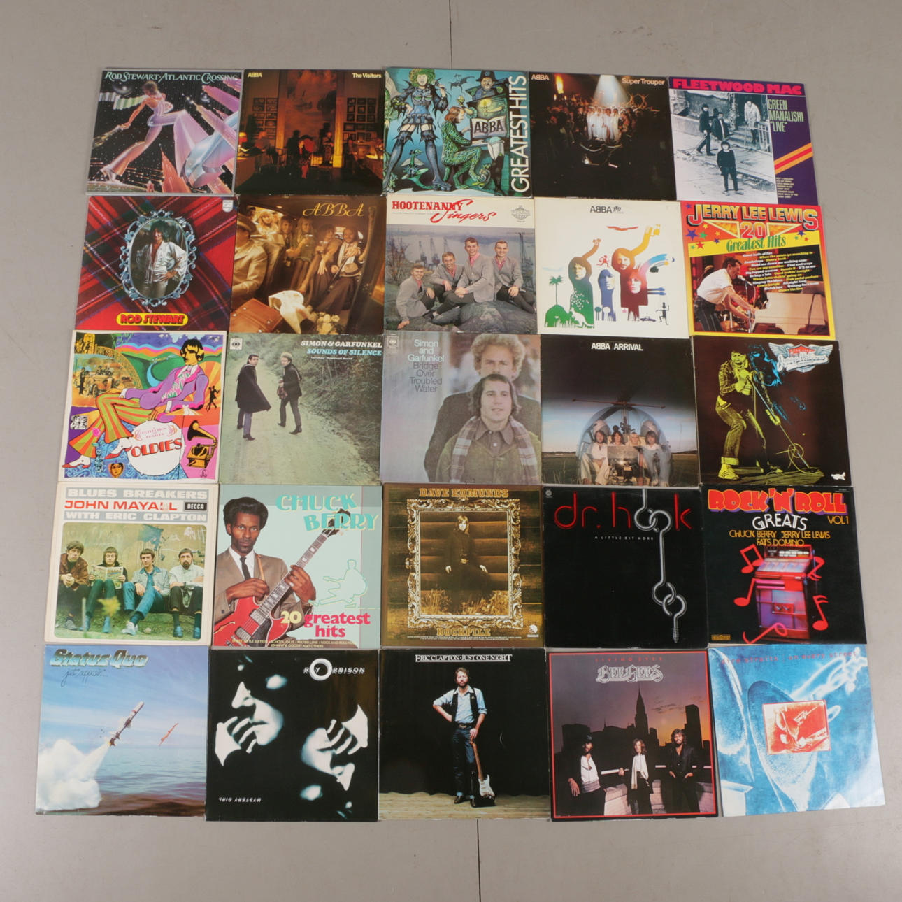 LPs, 65 pcs. Rock and pop, partly ABBA, Simon & Garfunkel.