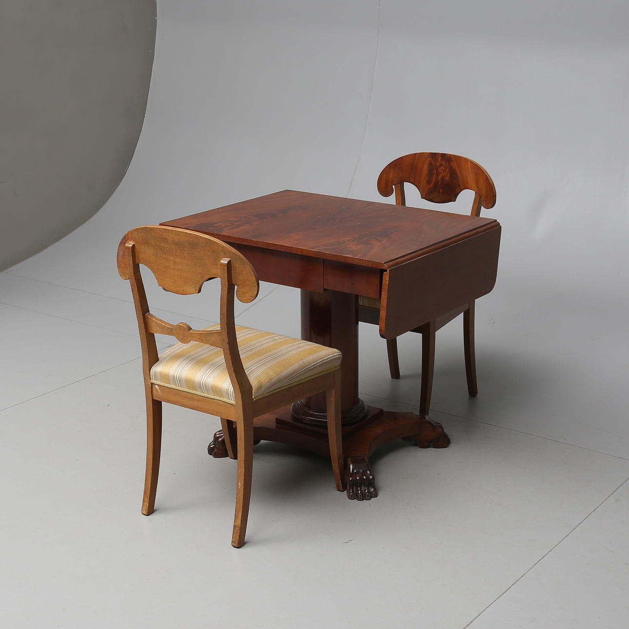 TABLE and CHAIRS, a pair, Karl Johan style, 1900s.