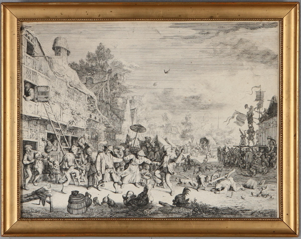 CORNELIS DUSART. EFTER. Den stora byfesten, grafiskt blad, signerad och daterad i trycket.