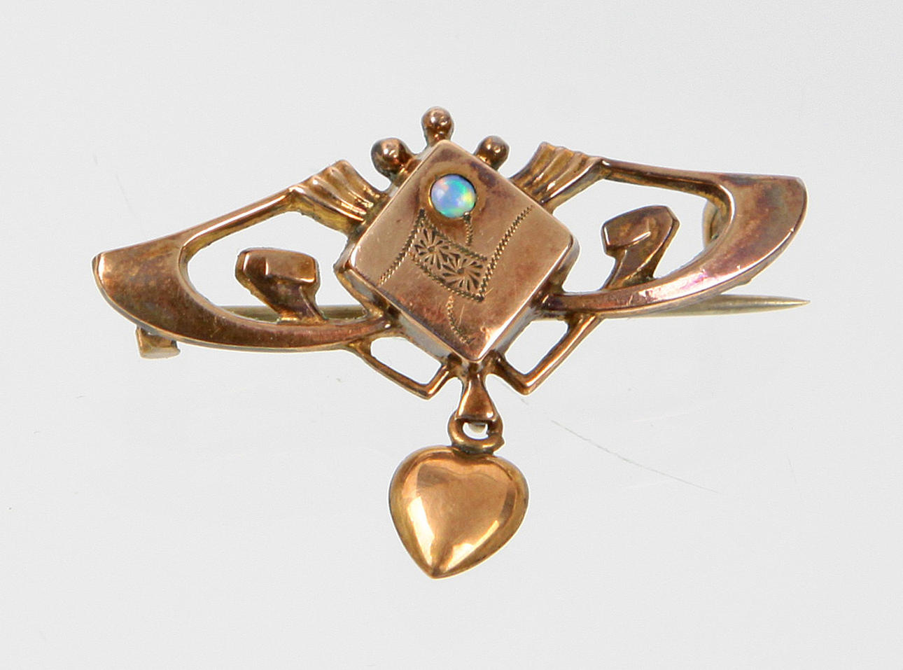 JUGENDSTIL BROSCHE MI OPAL, UM 1900.