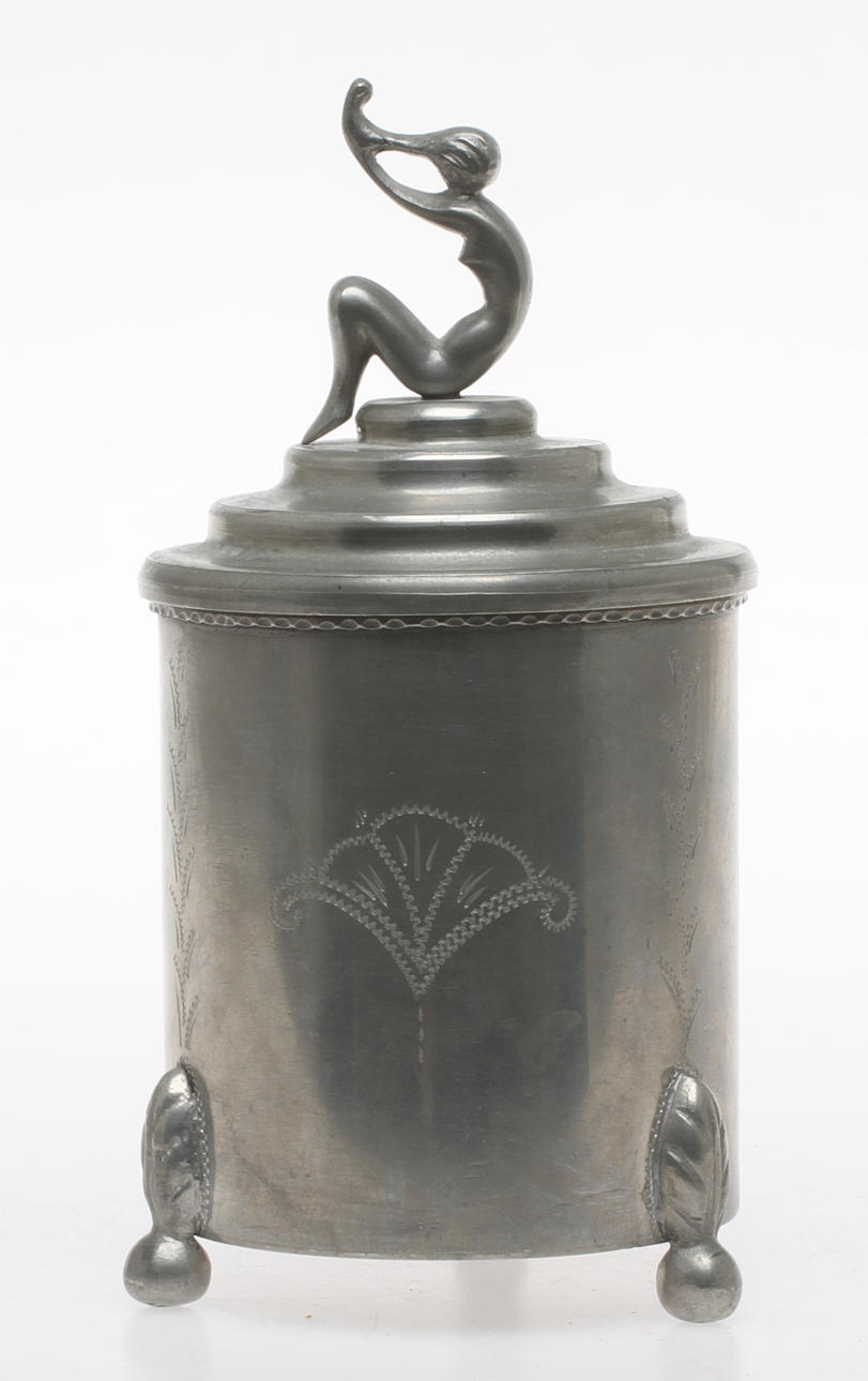 TENNBURK med lock, Dahlströms tenn, 1934.