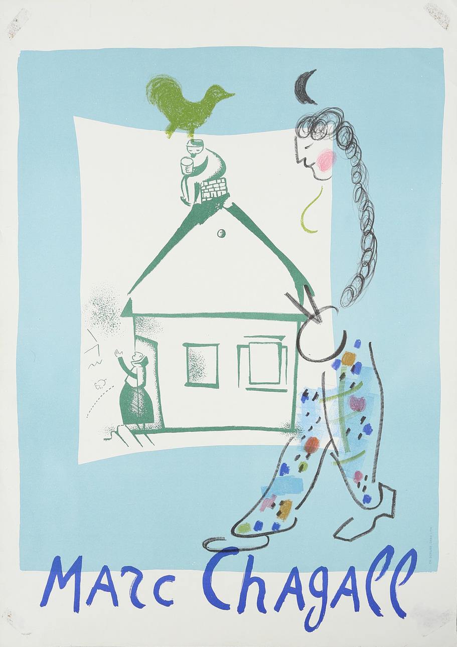 AFFISCH, färglitografiskt tryck, Marc Chagall, osignerad.