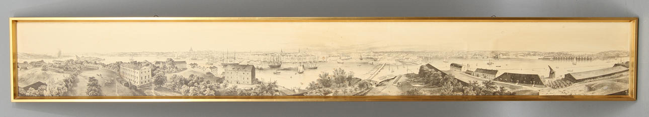 DEKORATIV TAVLA, med vy över Stockholm, tryck, 1900-tal.