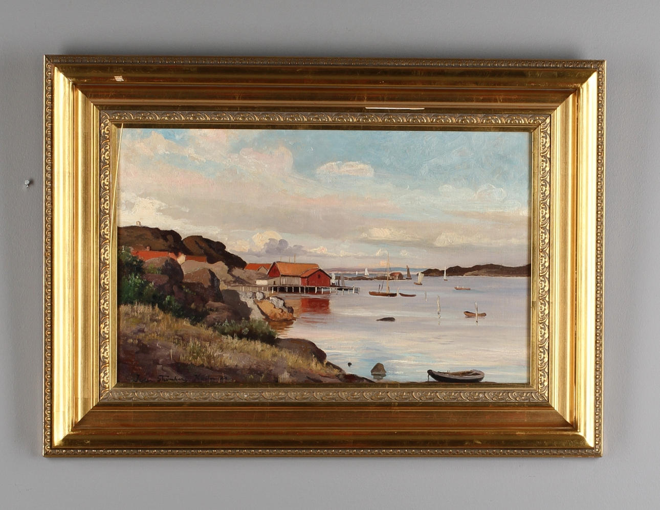 JULIA STRÖMBERG. Motiv från Koster.Olja på duk. signerad och daterad Koster 1954.