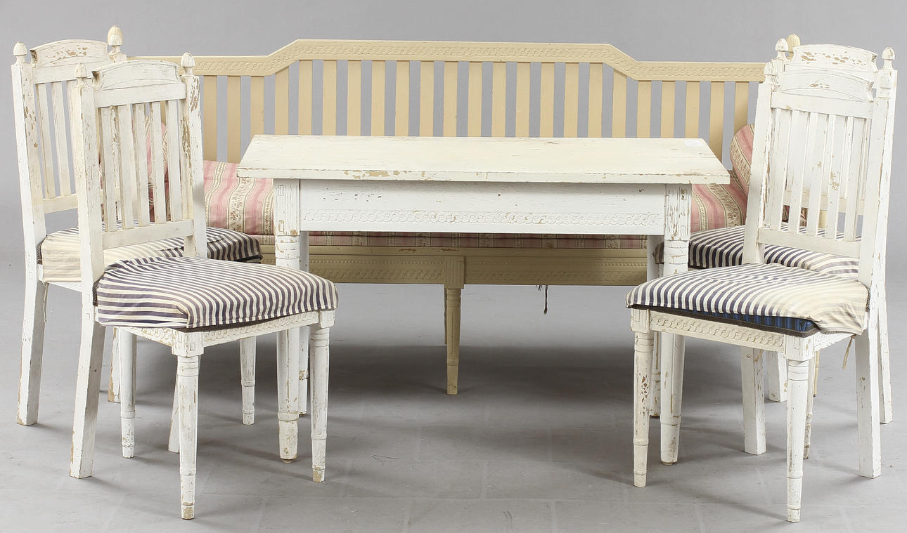 SOFFGRUPP, 6 delar, gustaviansk stil, 1900-talets början.