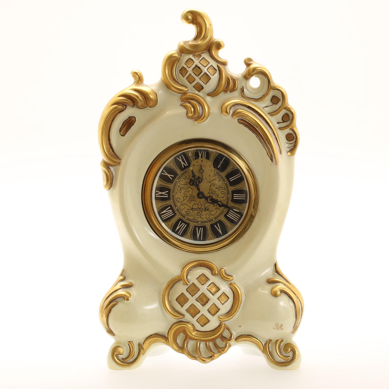 TABLE CLOCK, porcelain, 20th century.