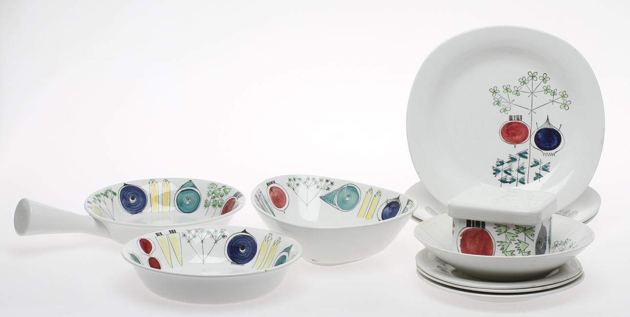 PARTI PORSLIN, 11 delar, "Picknick" & "Pomona", Marianne Westman, Rörstrand.