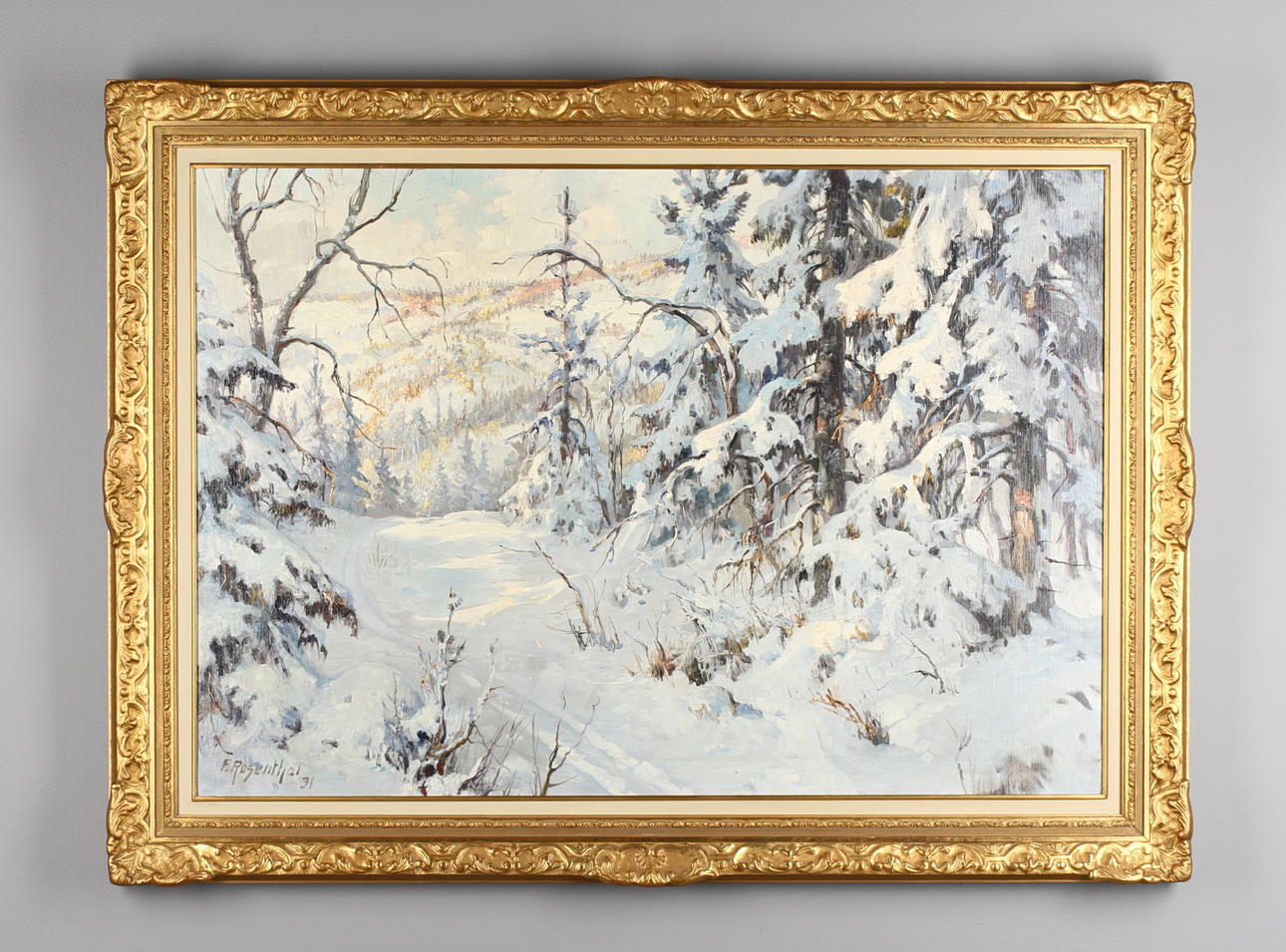 FRITZ ROSENTHAL. Vinterlandskap.Olja på duk. Signerad och daterad 31.