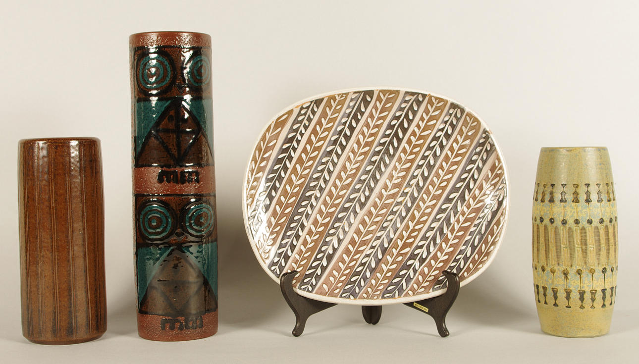 3 KERAMIKVASER SAMT KERAMIKFAT.