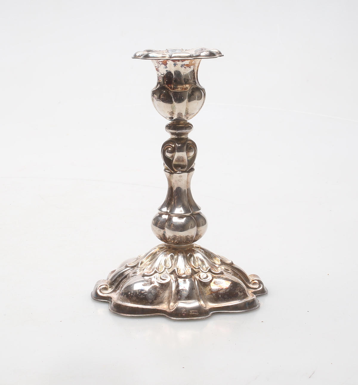CANDLESTICK, silver, rococo style, Cohr, Denmark.