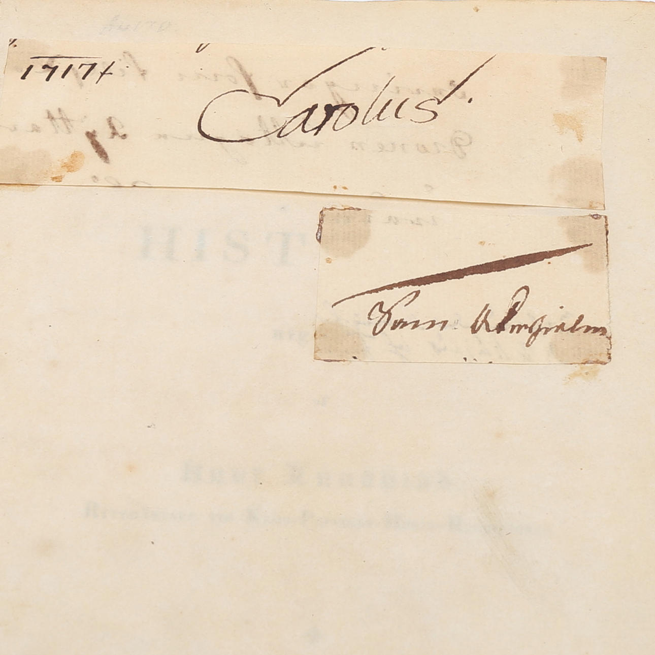 CHARLES XII - AUTOGRAPH. KNUT LUNDBLAD'S BOOK ABOUT KARL XII WITH INSTALLED AUTOGRAPH OF THE KING.