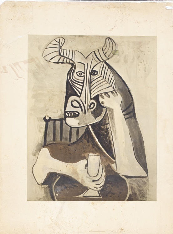 PABLO PICASSO. NACH. „Kopf mit Hörnern und Kelch“.