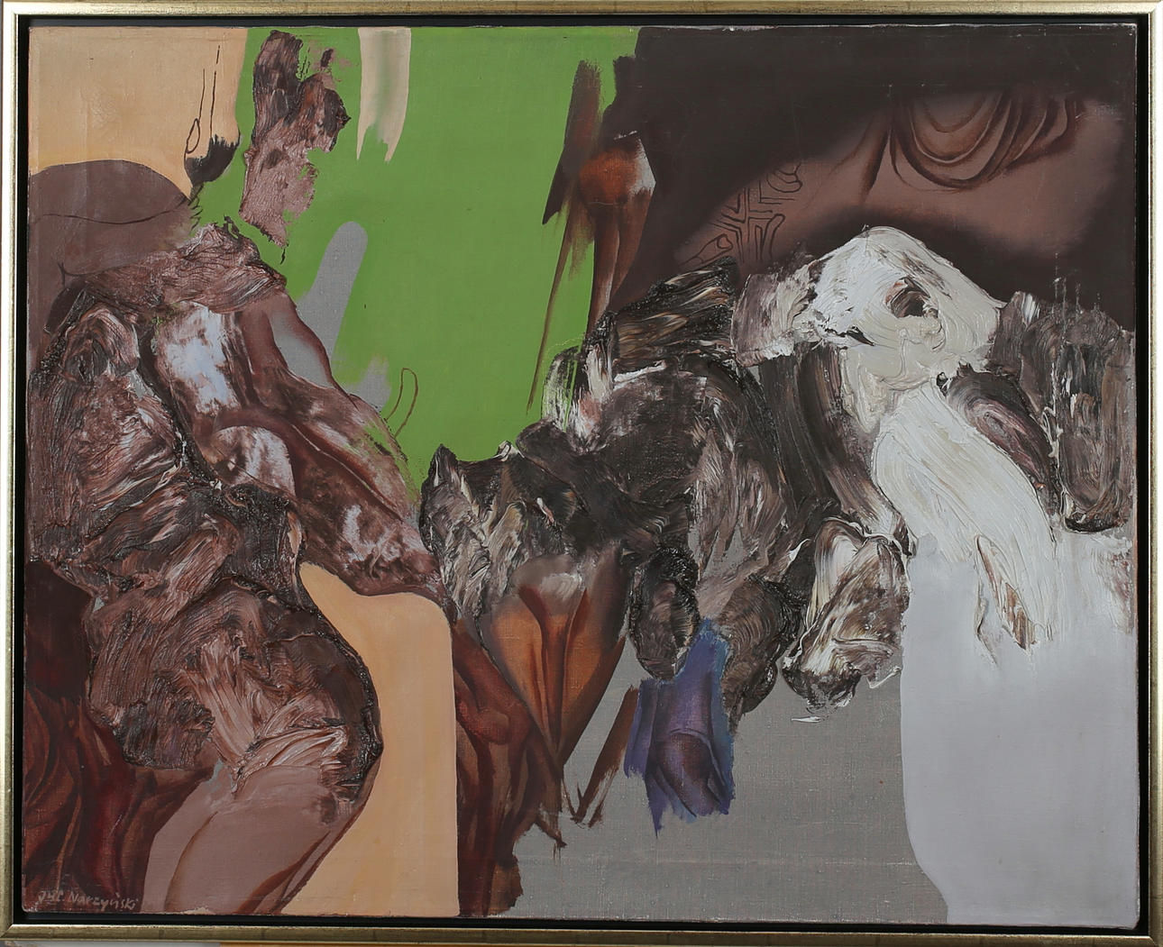 JULIUSZ NARZYNSKI. Komposition. Olja på duk. Signerad Jul Narzynski.