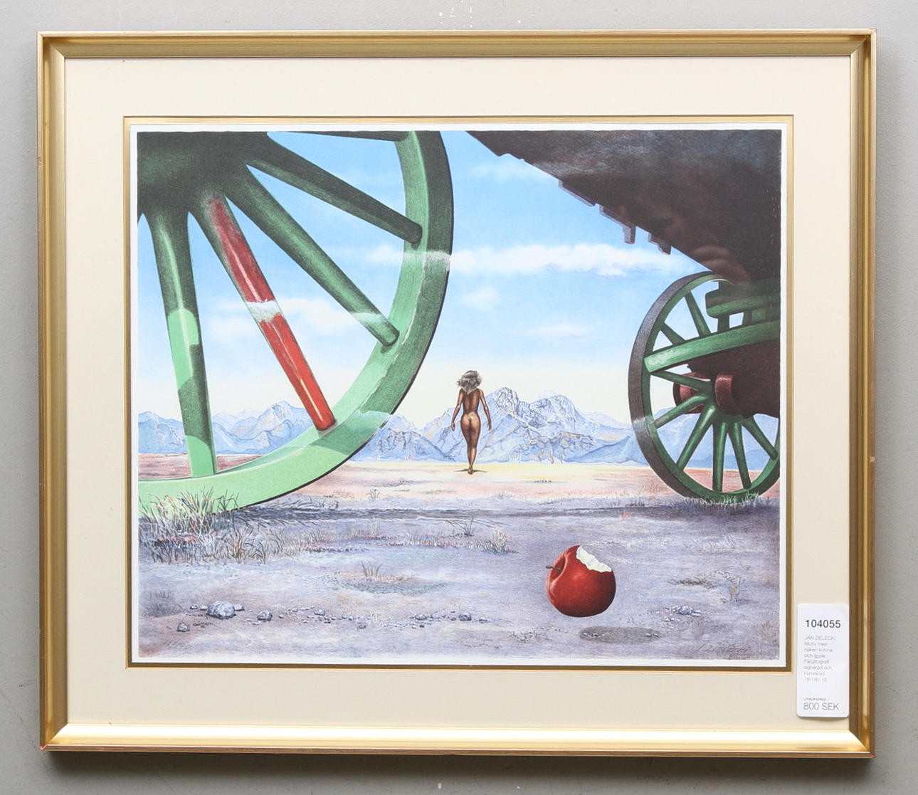 JAN ZIELECKI. Motiv med naken kvinna och äpple. Färglitografi, signerad och numrerad 18/190.