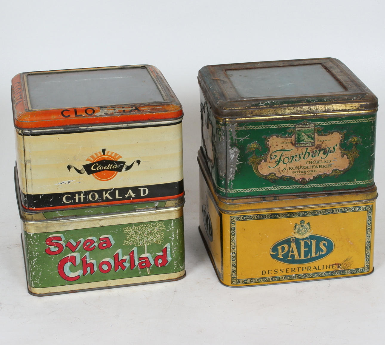 CANDY CANS, 4 pcs. tin, vintage.